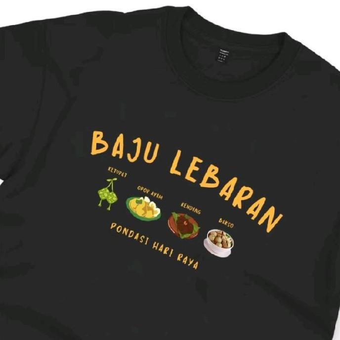 baju lebaran pondasi hari raya unisex keren motip terkini Wanita Pria Hitam Santai Dewasa Distro Kao