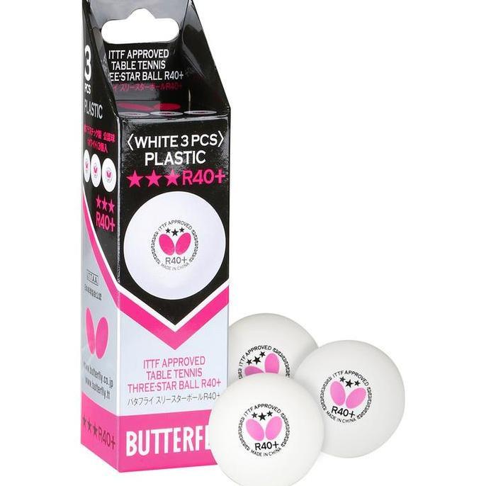 Bola Pingpong Tenis Meja Butterfly R40+ 3 Star ITTF Isi 3 Putih