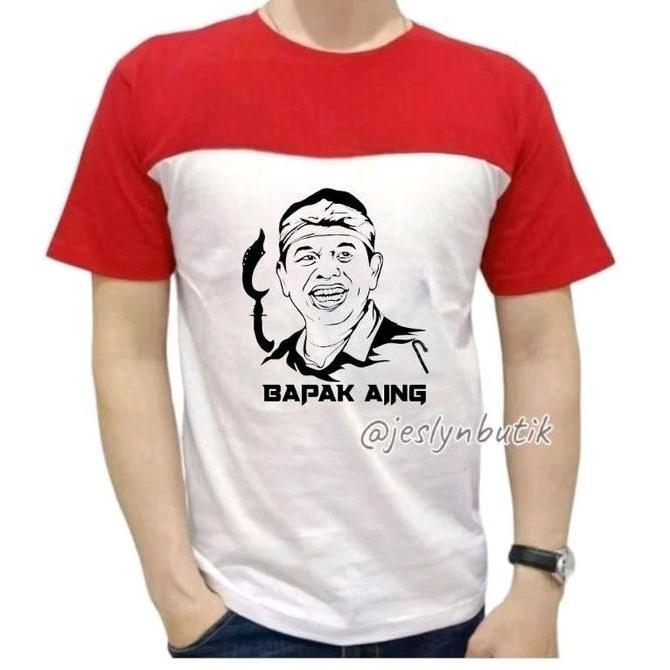 kaos merah putih KDM BAPAK AING BAJU KANG DEDI T-Shirt Atasan Katun Santai Cewek Tee Baju Pendek Wan