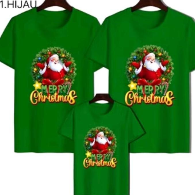kaos natal /baju natal /2025 /unisex /couple/merry christmast Keluarga Atasan Wanita Dewasa Pendek P