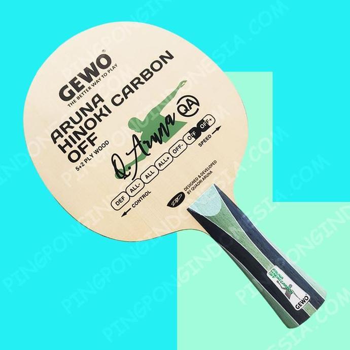 Paket GEWO Aruna Hinoki Carbon OFF - Set Rakitan Blade Kayu Pingpong