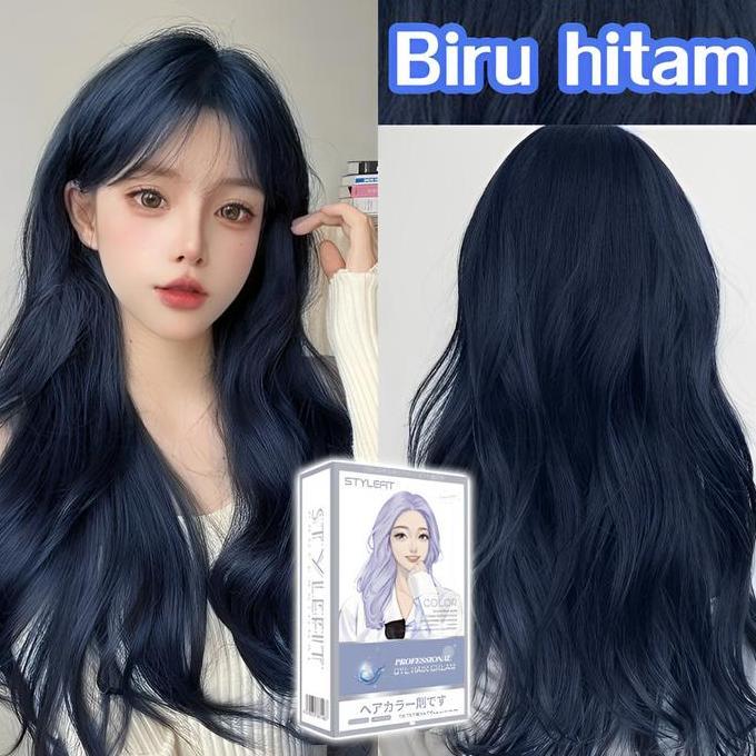 Keseimbangan warna STYLE FIT Biru kehitaman Cat rambut 200ml,Hasil Merata, Tidak Ada Bercak!cat ramb