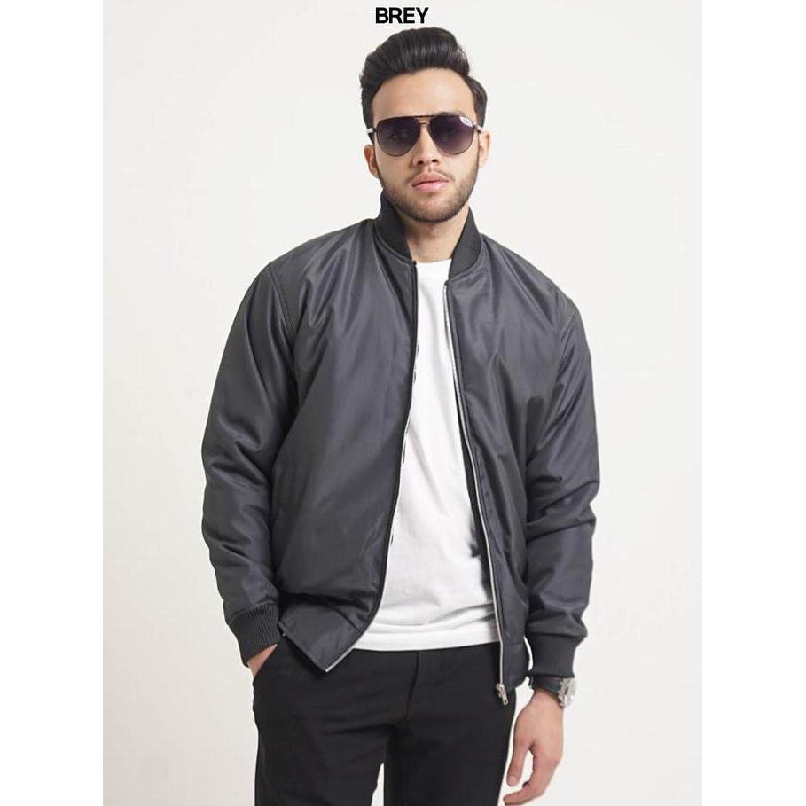 Jaket Pria Bomber Orinal Abu Grey Jacket Anti Angin Parasut Windbreaker Keren Basic Simple Premium C