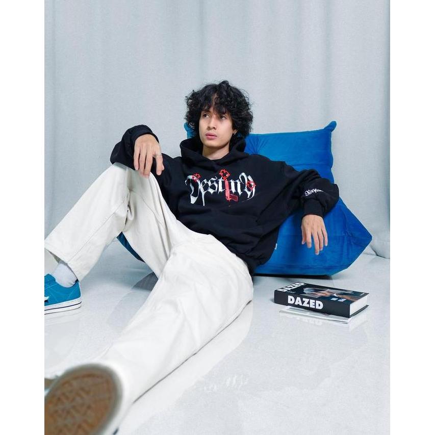 Roofair Hoodie Boxy Oversized Heavyweht Black - Destiny, Hoodie Tangan Panjang Unisex