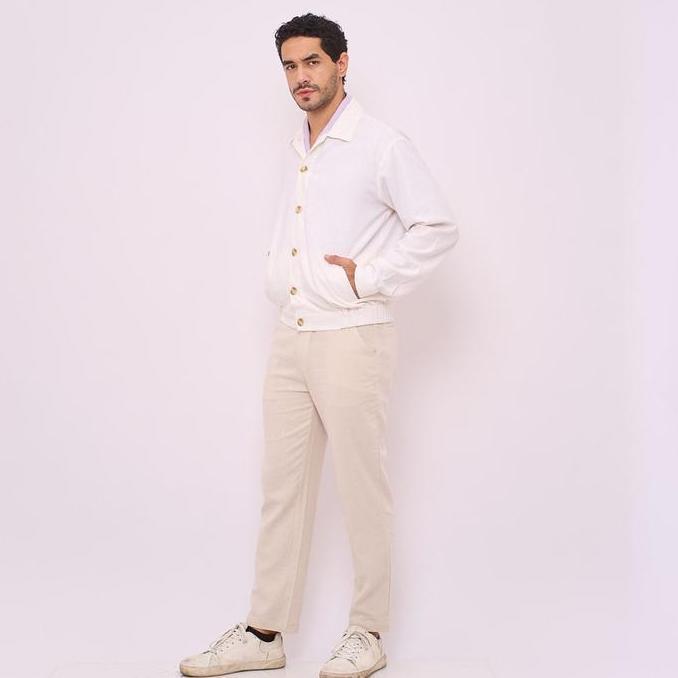 REMEDY Jaket Bomber n Pria Warna Putih - Aneto n Bomber Jacket