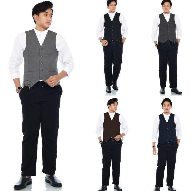 Vest Rompi Jas Pria Formal Kerja Kantor Premium Hh Quality - Biru Dongker, XL terbatas