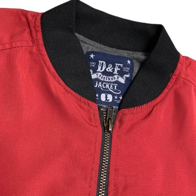 d&f Jaket Bomber Pria Unisex Parasut - Merah