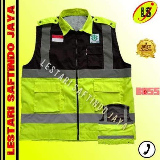 ROMPI SAFETY VEST HITAM HIJAU STABILLO-ROMPI SAFETY PROYEK-ROMPI KERAH