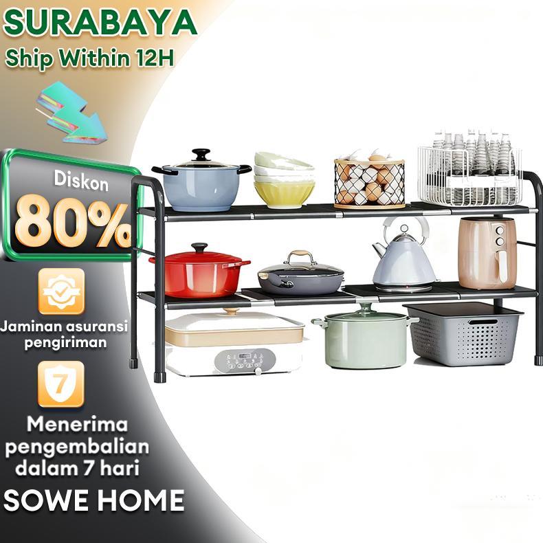 Rak Bawah Wastafel Rak Panci Susun Serbaguna Rak Kolong Dapur Serbaguna Rak Dapur Stainless