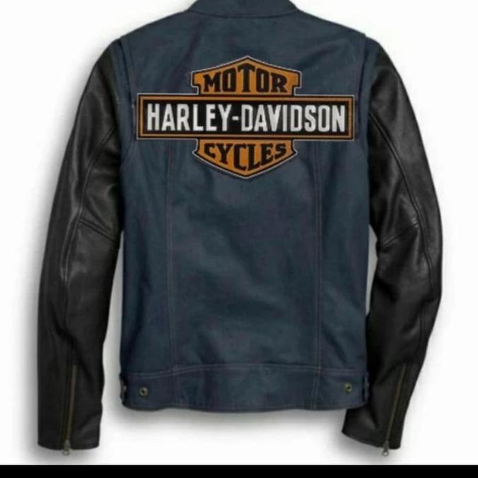Jaket jeans kombinasi kulit,jaket harley davidson,jaket pria