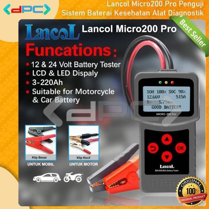 Lancol Battery Tester Micro-200 Pro Tester Aki Digital Motor Mobil