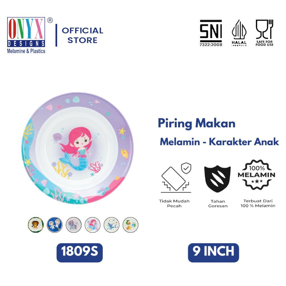 Onyx Seiv, Piring Makan Cekung 9 inch: Melamin, Aman untuk Makanan, Halal, 1809S Karakter Termurah