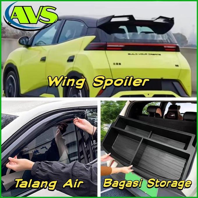 Byd Atto 1 Aksesoris Import Wing Spoiler | Talang Air Rain Visor | Bagasi Storage Box Byd Atto 1 Acc