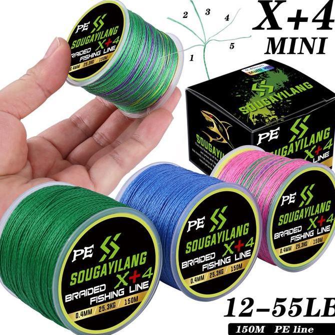 Sougayilang [COD] X4 PE 150M Senar Pancing Kepang 5 Helai Senar Pancing Halus .10MM-.40MM 12-55LB PE