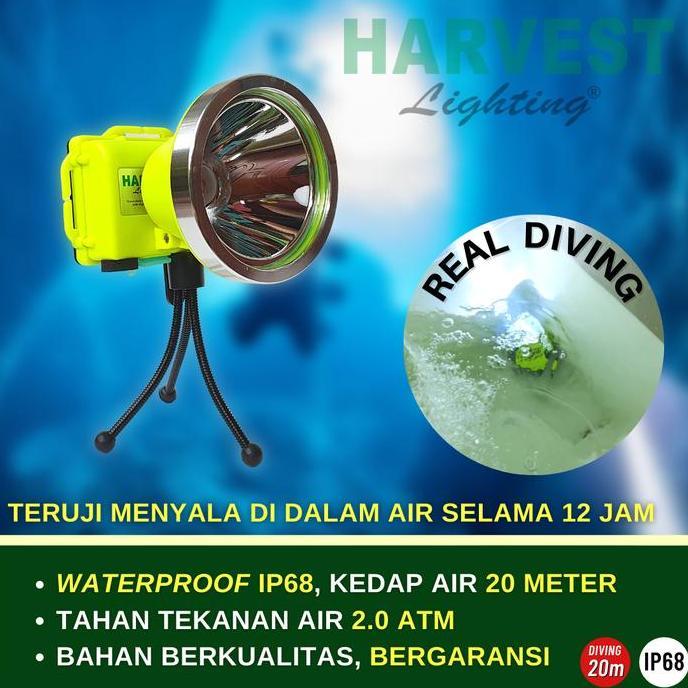 95W HEADLAMP PROFESSIONAL DIVING IP68 HARVEST LED SENTER KEPALA SELAM