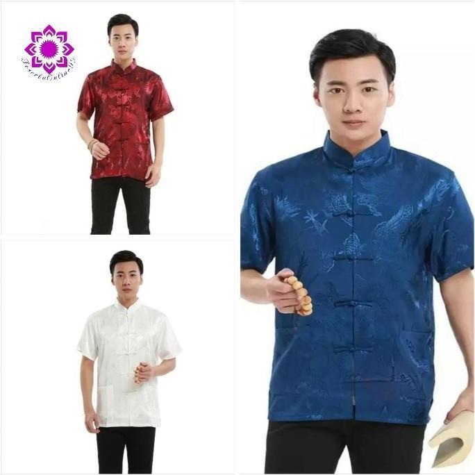 PROMO.... Cheongsam Lengan Pendek Pria Merah Maroon.