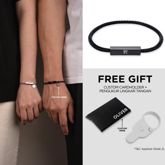 Kuze Original Gelang 316L Stainless Steel Collection-Berkley Bracelet Hitam & Silver Anti Karat Aman