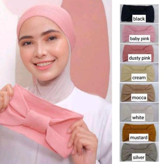 Ciput Rajut Bando Pita Bandana Daleman Kerudung Jilbab Hitam Dalaman Topi
