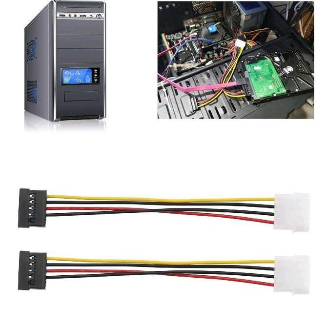Kabel Power SATA 4 Pin IDE ke 15 Pin SATA untuk Laptop & PC Serial ATA Hard Drive & CD ROM 18cm Sing