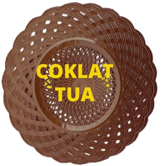 12pcs Piring Plastik Anyaman Rotan Termurah Piring Prasmanan - Hijau Best