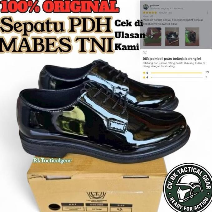 (ORINAL) Sepatu PDH Mabes TNI - sepatu PDH BAHAN KULIT ASLI untuk TNI AD, AL, AU - Sepatu PDH PNS KE