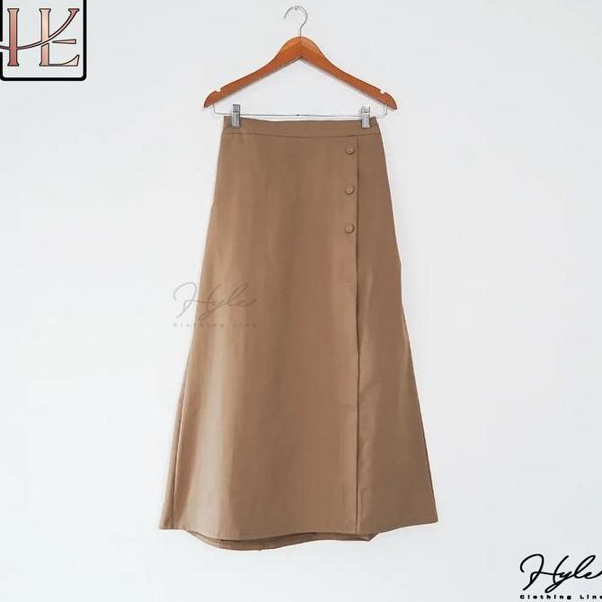 BEST SELLER HYLE | LUNA SKIRT | ROK PANJANG WANITA KATUN TWILL COMBED | ROK A-LINE STRETCH KARET STA