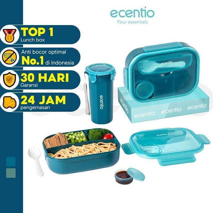 ecentio 1200ml+500ml anti-spill lunch box spoon lunch box sauce box BPA FREE