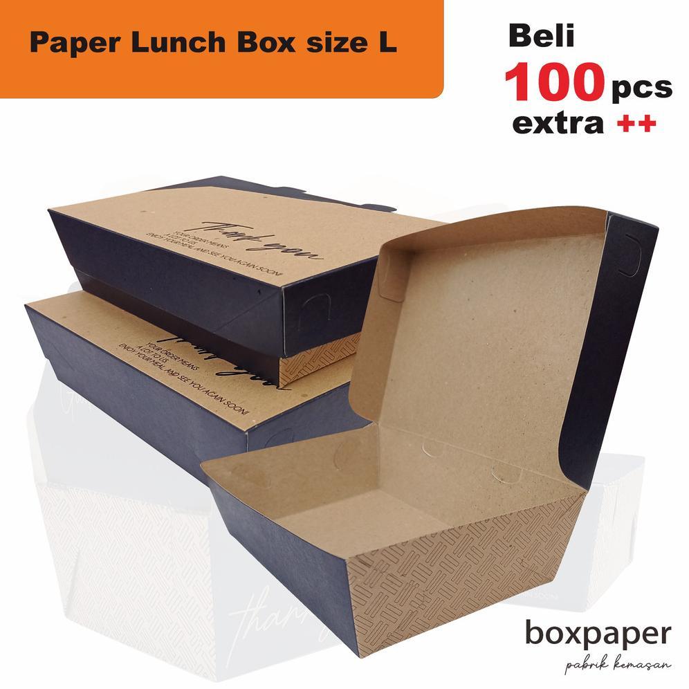 NEW DEALS PAPER LUNCH BOX SIZE ( L )  KRAFT LAMINASI  KOTAK DUS MAKAN AYAM NASI GORENG BAKAR GEPREK 