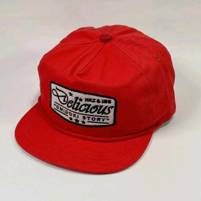 Topi Rope Hat Cotton Twill Merah Visor Pendek