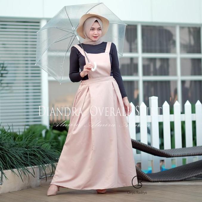 Rok Overall Wanita Panjang Baju Kodok Overal Dewasa Polos Muslimah Diandra Skirt Griyaraditya Almira