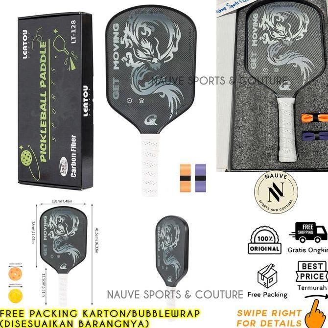 Raket Pickleball Titanium Carbon GET MOVING Azure Dragon Pickleball Racket Pickle Fusion Carbon Fibe