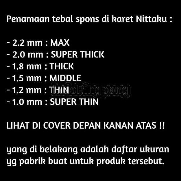 Nittaku Moristo SP AX 1.5 1.8 2.0 2.2 Max Super Thick Middle Short Pips Bintik Serang Pendek Tipis