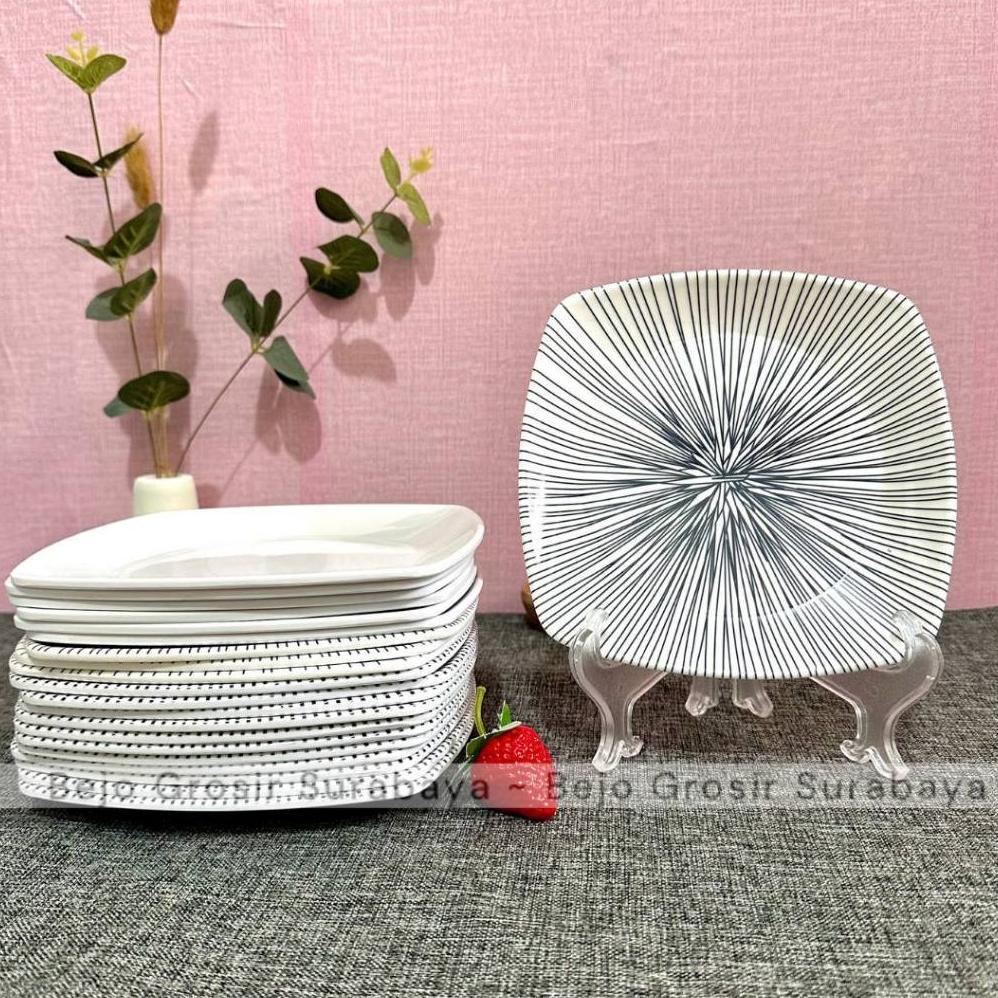 Piring Melamin Saji 7/8/9 inch Tebal - Piring Segi - Piring Kue - Piring Saji Prasmanan Baru