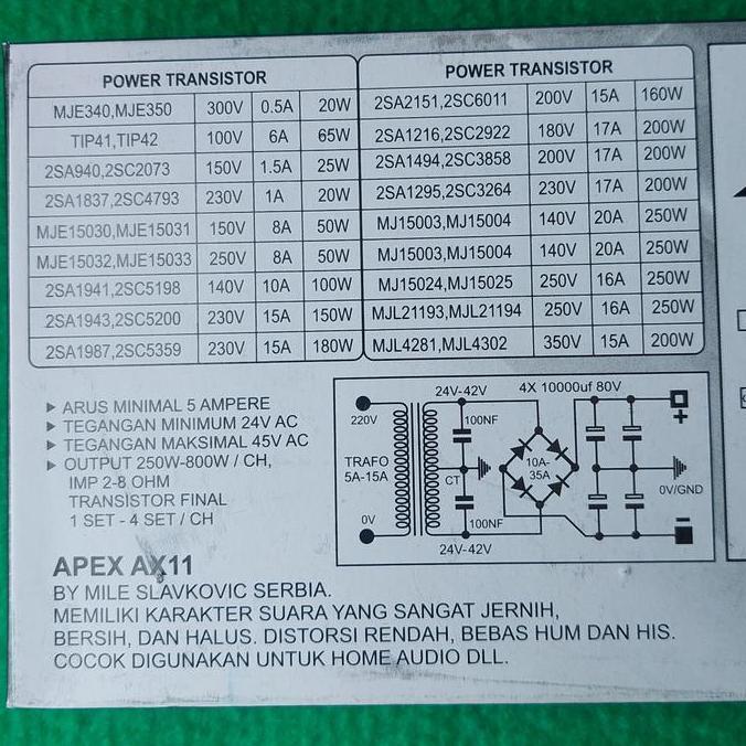 KIT PCB PLATINUM APEX AX11 MK3 STEREO POWER AMPLIFIER 500W SOUND BLAZER OPEN YIROSHI stereo 4 transi