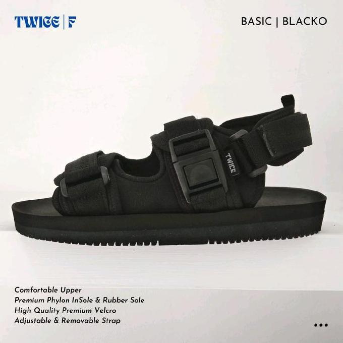 TWICE BASIC BLACKO | Sandal Gunung Unisex | Sandal Gunung Modern | Sandal Pria Traveling | Sandal Pr