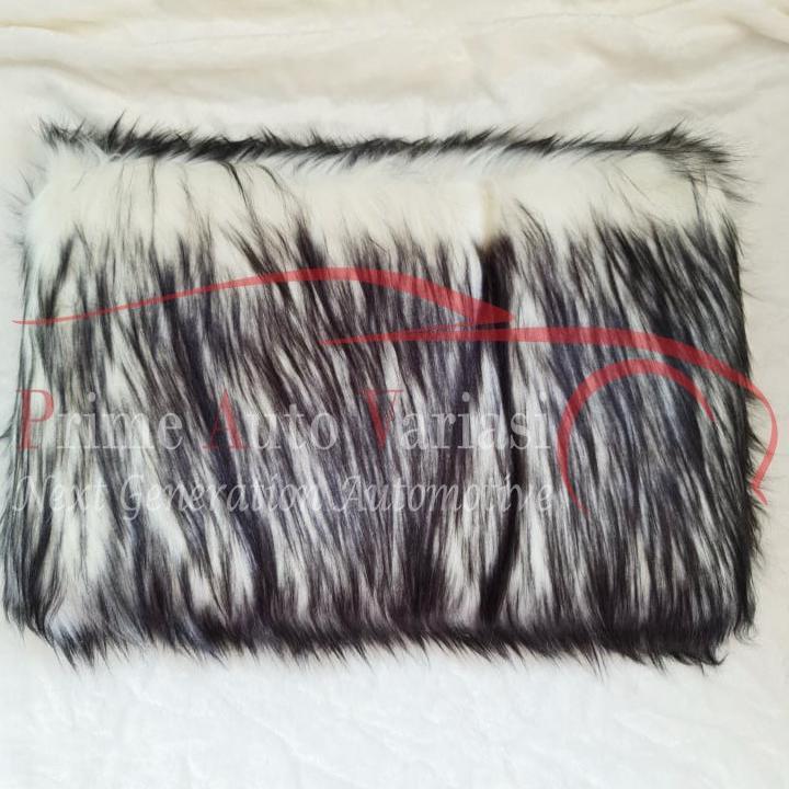 Bulu Dashboard Mobil/Cover Dashboard Mobil - PUTIH HITAM