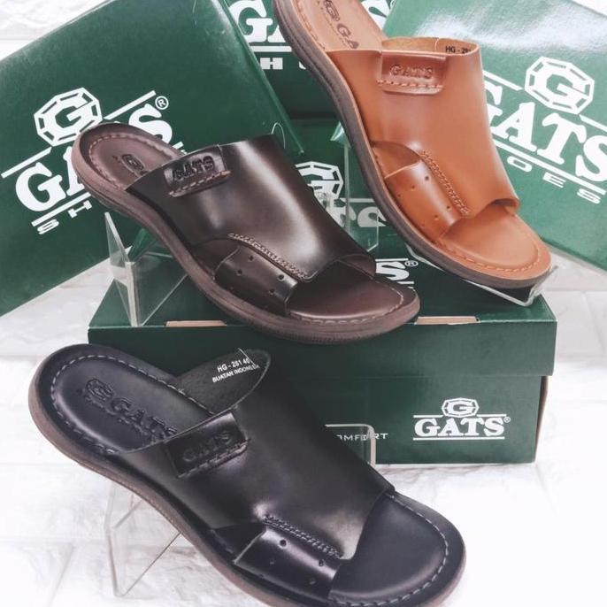 Sandal Kasual Pria Sendal Kulit Gats HG 281 - Brown Shoes