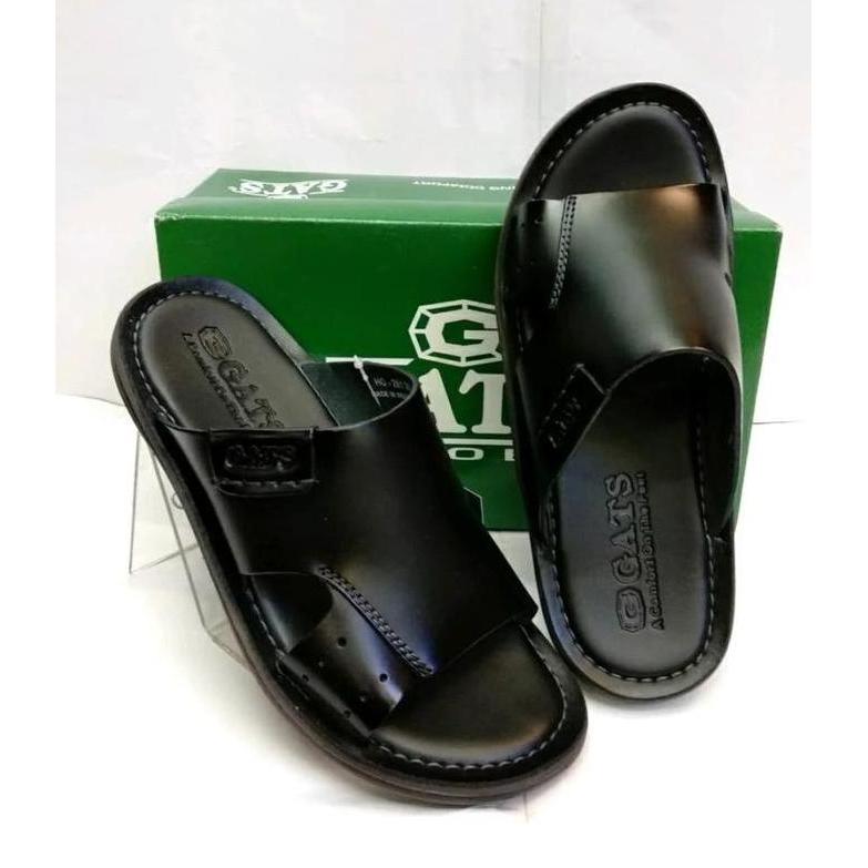 Sandal Kasual Pria Sendal Kulit Gats HG 281 - Black Shoes
