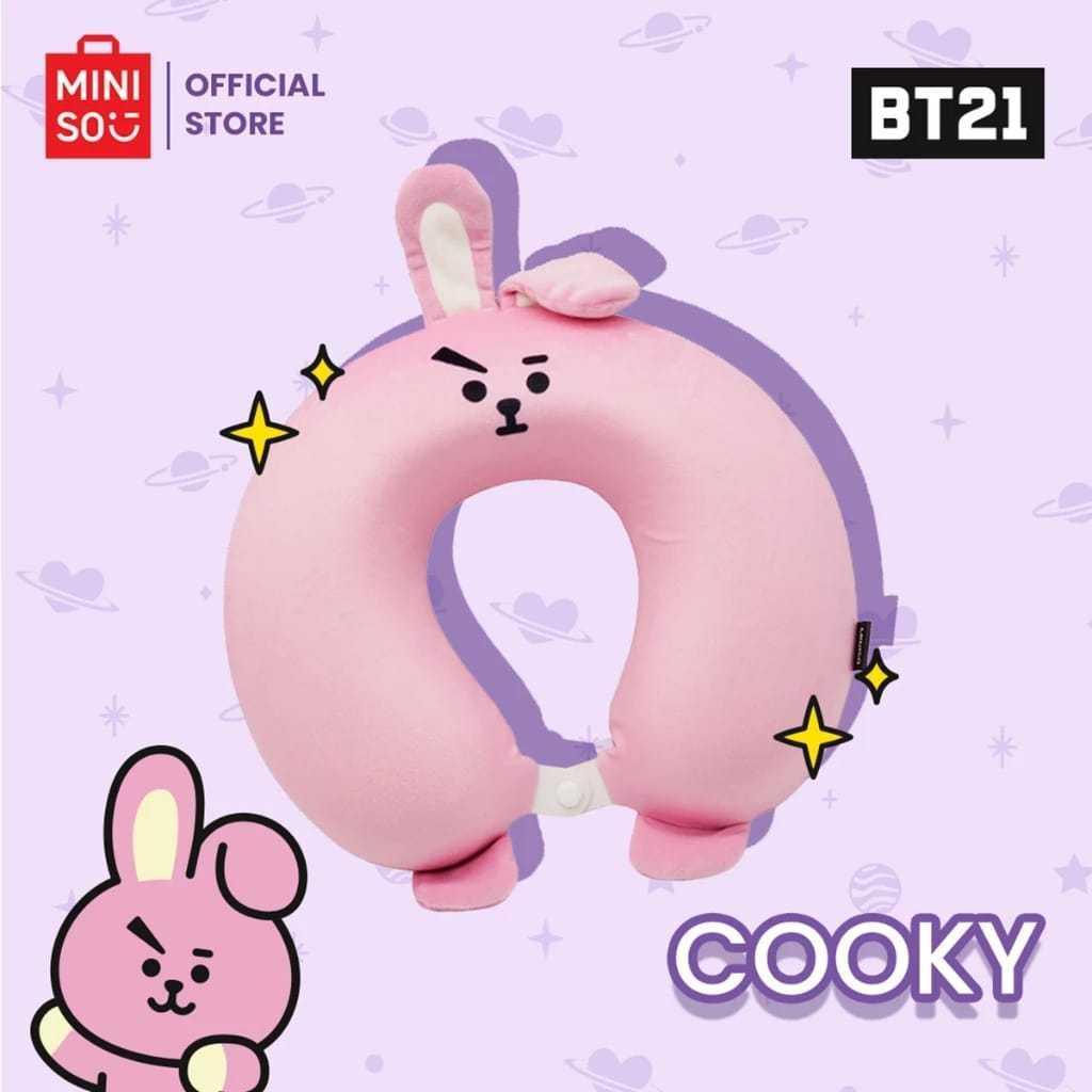 Miniso Bantal Leher Travel Bt21 Chimmy Cooky Multifungsi Neckpillow Bentuk U Shape
