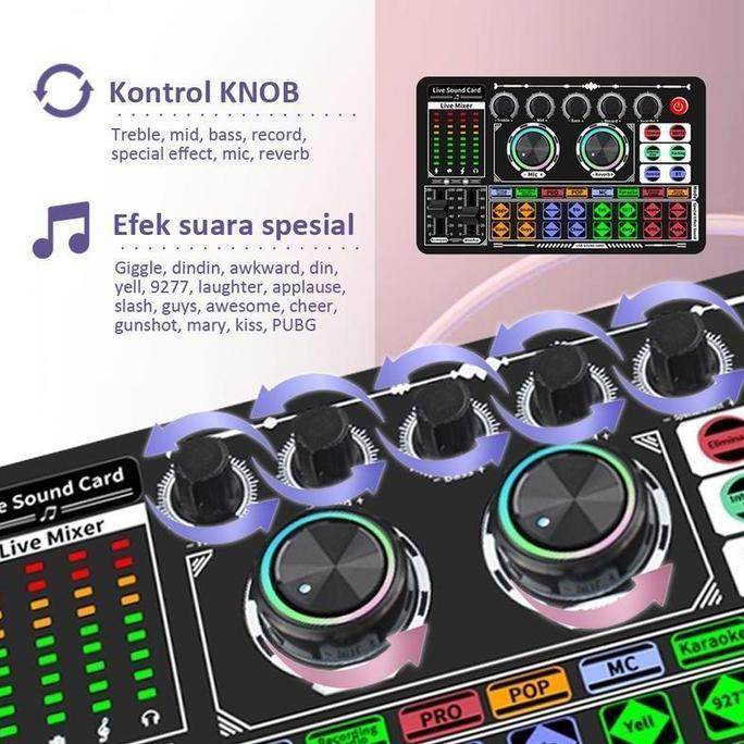 Bahreee_ - F999 Live Sound Card Live Mixer Periferal Komputer Untuk Audio Kartu Suara Karaoke Langsu