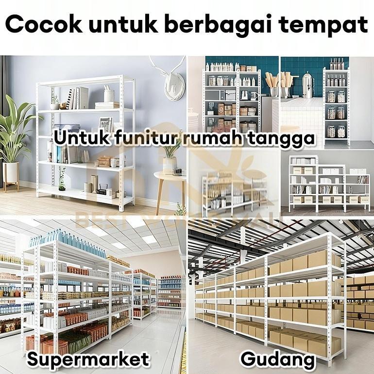 Best  Rak Besi Siku 5 Susun Rak Susun Serbaguna Rak Besi Susun 4 Tingkat Rak Gudang 100% Besi