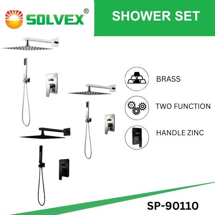 SOLVEX Shower Set Paket Wall Shower Tanam Stop Kran Air Panas Dingin