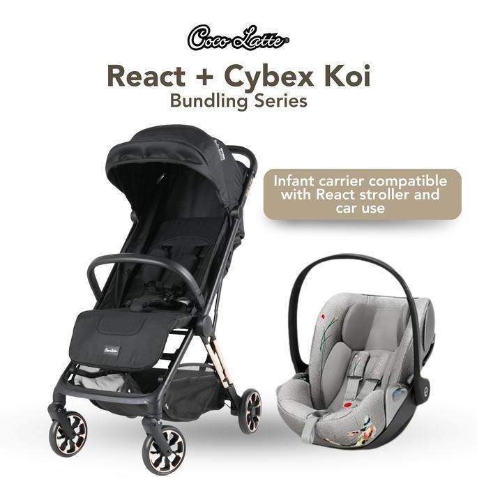 TERBARU COCOLATTE | CYBEX React Black Stroller || Cloud Q Fashion Edition Koi Mid Grey Carrier