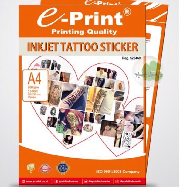 E-print inkjet tattoo sticker 200 gsm/5 lbr kertas buat tatoo sendiri