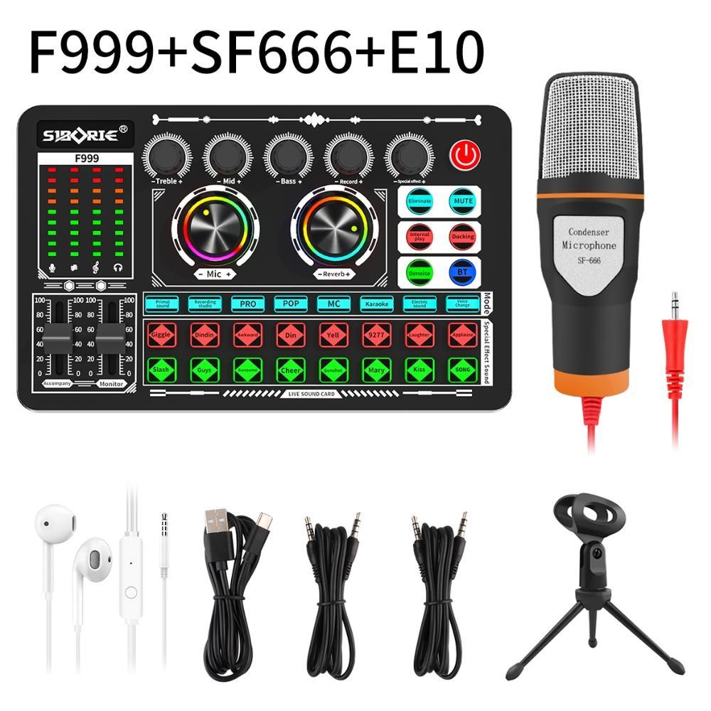 Gonew COD Soundcard F999+MS30/MS33/BM300/SF666+E10 Microphone Full set of equipment for live Streami
