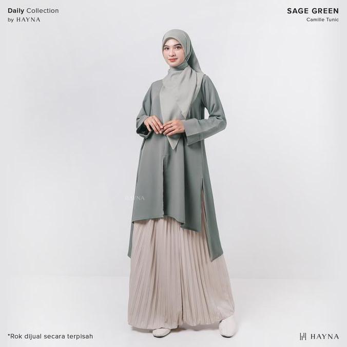 HAYNA Camille Tunik (Sage Green) - Tunic Atasan Wanita Lengan Panjang