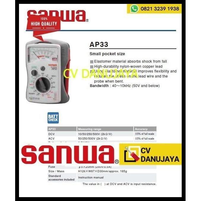 GRATIS ONGKIR MULTITESTER MULTIMETER ANALOG SLIM & COMPACT SANWA AP33 