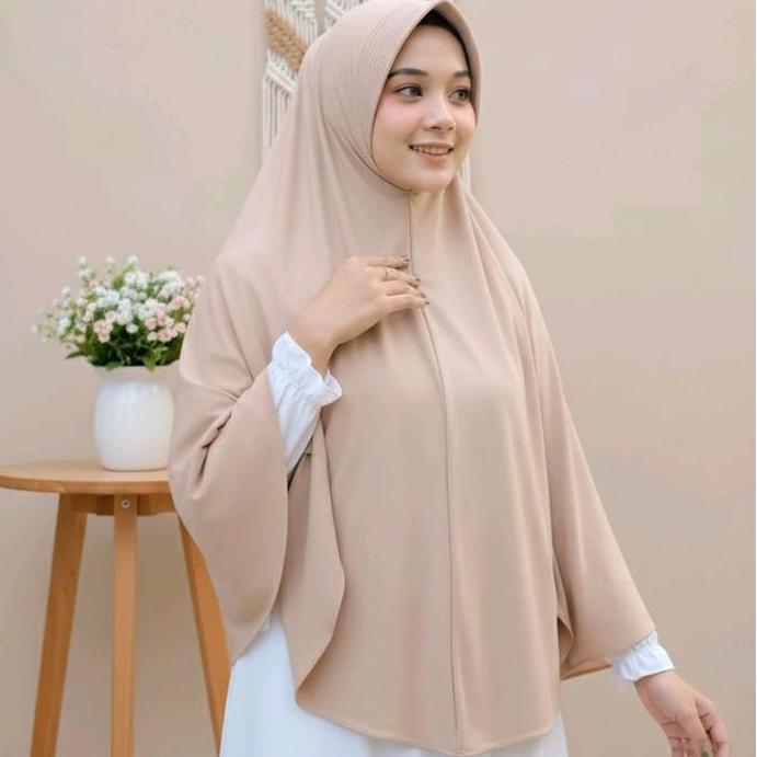 Hijab Instan Hamidah Jumbo Muslim ukuran XL jilbab instan ped Spandek Jersey | Jilbab Khimar Jumbo S
