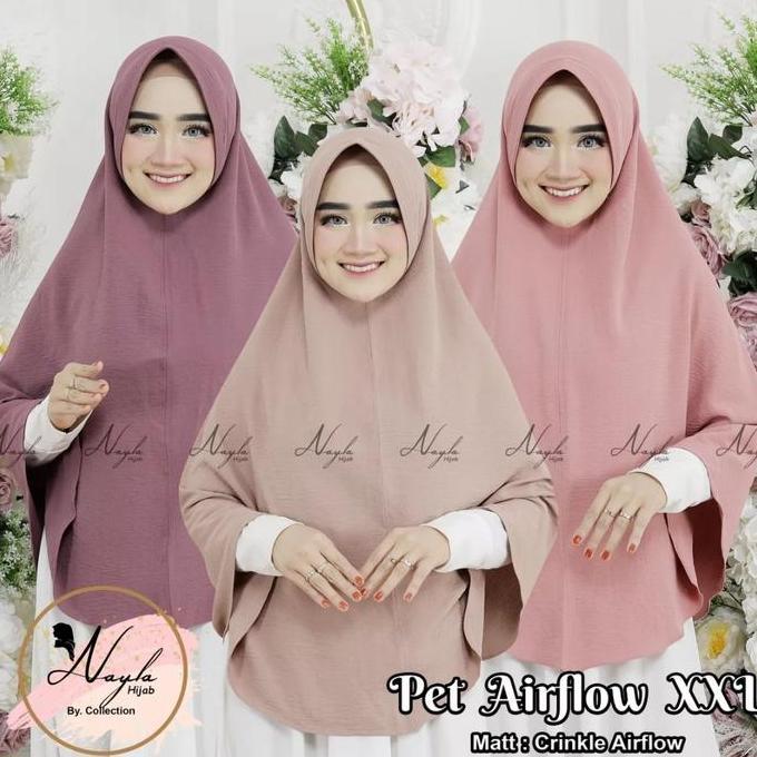 Jilbab crinkle airflow premium jumbo pad / hijab crinkle syari pet