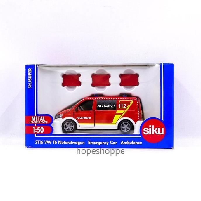 Siku Super 2116 Volkswagen T6 Ambulance Emergency Car Original Diecast Miniatur Mobil